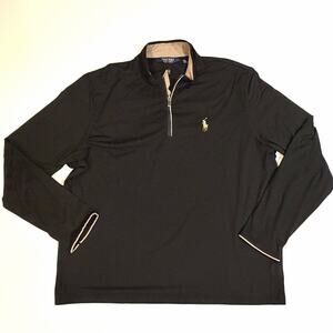 Polo Golf Ralph Lauren Men's 1/4 Zip Pullover Wicking Sweater Sz 2XL Black